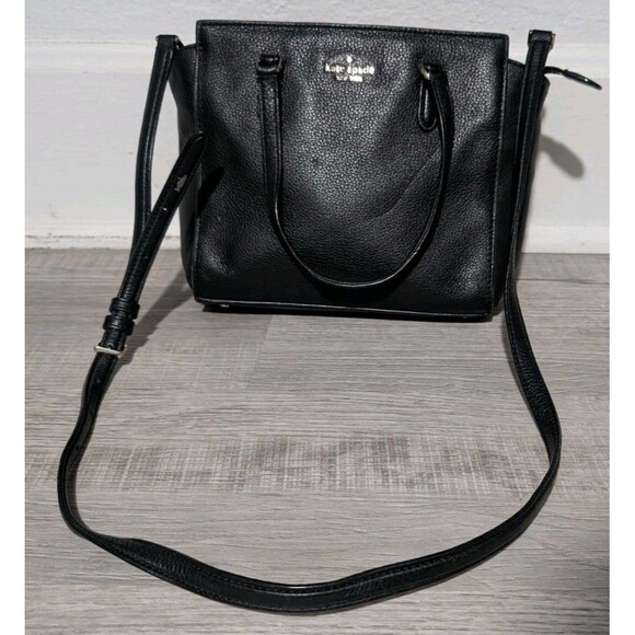 Kate Spade Jackson Medium Bag Crossbody M Pebbled Leather Satchel Black - Picture 1 of 16